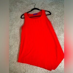 Apt. 9 Red Asymmetrical Sleeveless Top. Stretchy Crinkle Size L Large EUC